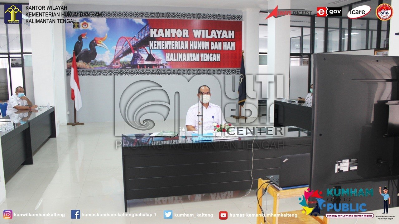Penanganan dan Pencegahan COVID-19, Kanwil Kemenkumhan Kalteng ikuti Rapat Kerja Komisi III DPR-RI bersama Menteri Melalui Teleconference