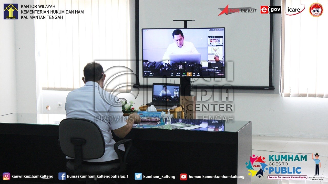 Penanganan dan Pencegahan COVID-19, Kanwil Kemenkumhan Kalteng ikuti Rapat Kerja Komisi III DPR-RI bersama Menteri Melalui Teleconference