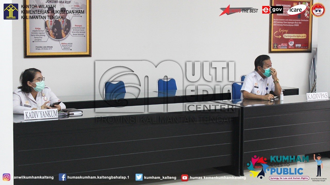 Penanganan dan Pencegahan COVID-19, Kanwil Kemenkumhan Kalteng ikuti Rapat Kerja Komisi III DPR-RI bersama Menteri Melalui Teleconference