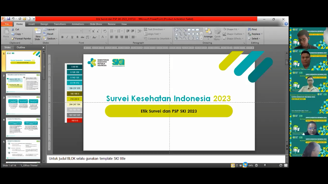 Dinkes Kalteng Gelar Workshop TC Enumerator Survey Kesehatan Indonesia Tingkat Provinsi Kalimantan Tengah Tahun 2023
