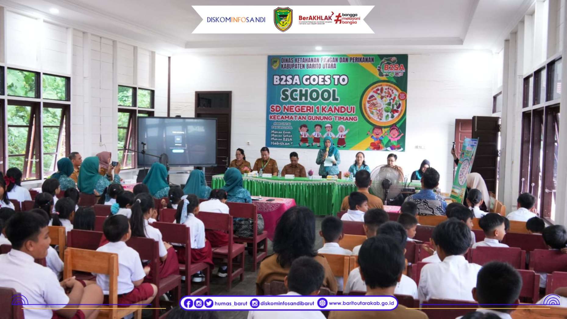 Ketua TP PKK Barito Utara Hadiri B2SA Goes To School di SDN-1 Kandui, Dorong Siswa Konsumsi Pangan Lokal Bergizi