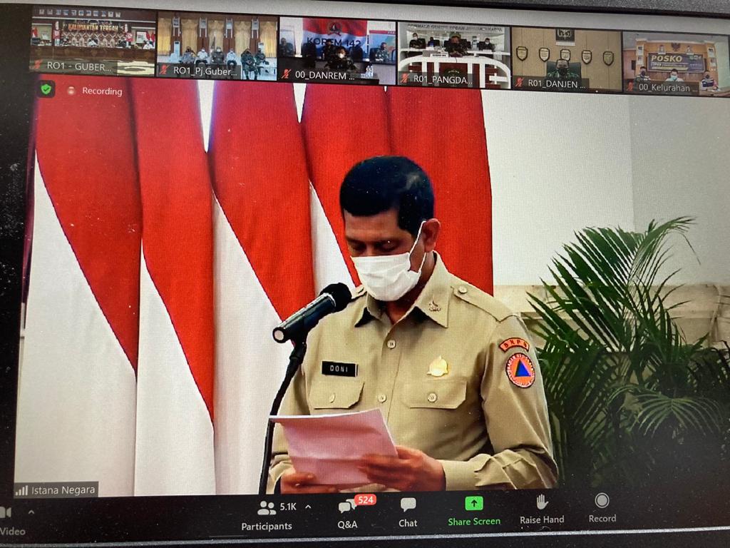 Gubernur Kalteng Hadiri Rapat Koordinasi Nasional Penanggulangan Bencana Tahun 2021