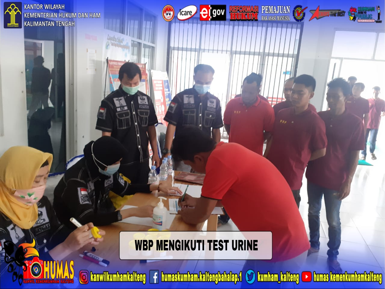 Pegawai dan WBP Lapas Narkotika Kasongan Jalani Tes Urine di Tengah Pandemi Covid-19