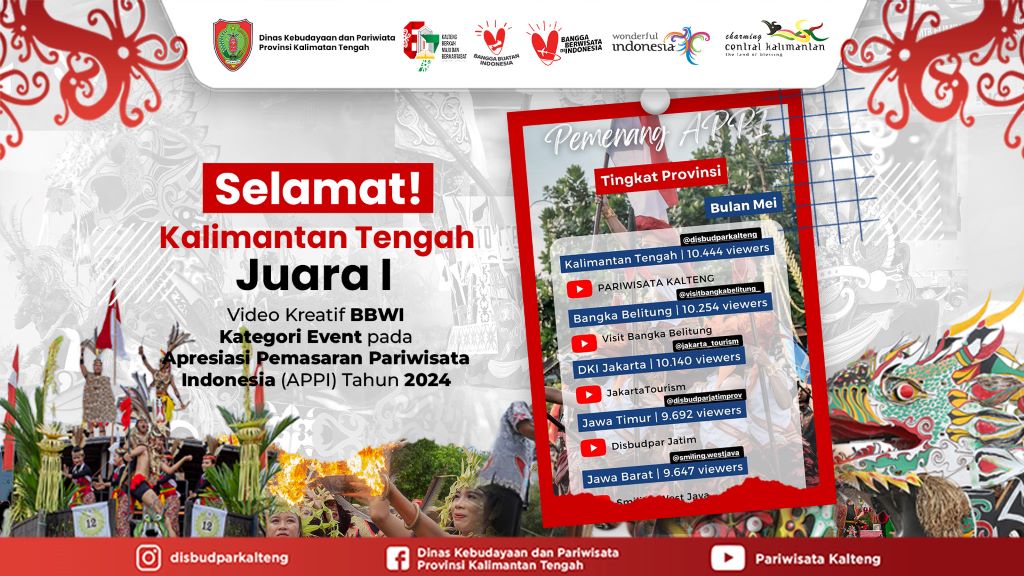 Disbudpar Prov. Kalteng Raih Peringkat 1 Apresiasi Pemasaran Pariwisata Indonesia 2024