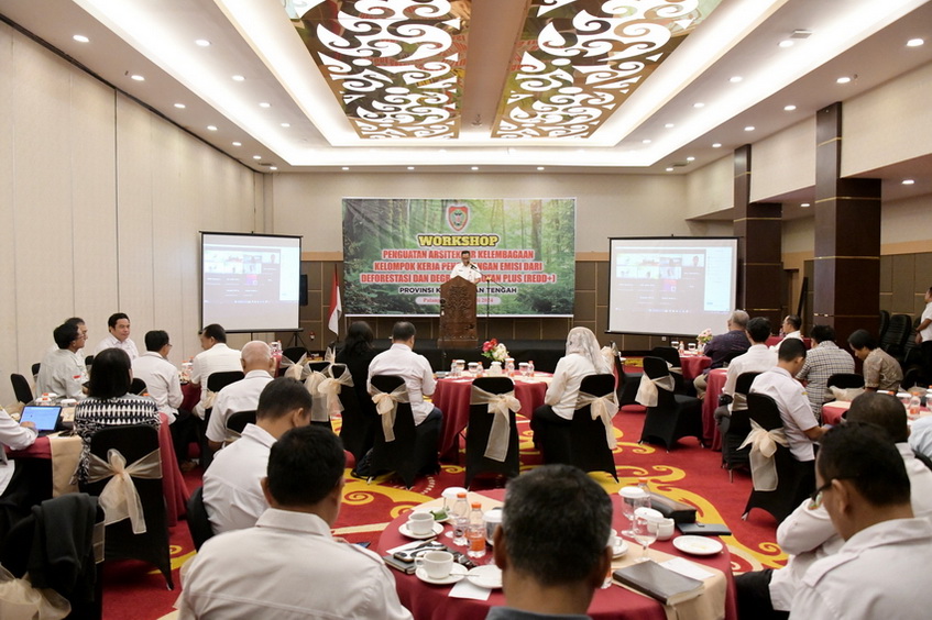 Kepala Bappedalitbang Prov. Kalteng Buka Workshop Penguatan Arsitektur Kelembagaan Kelompok Kerja Pengurangan Emisi dari Deforestasi dan Degradasi Hutan Plus
