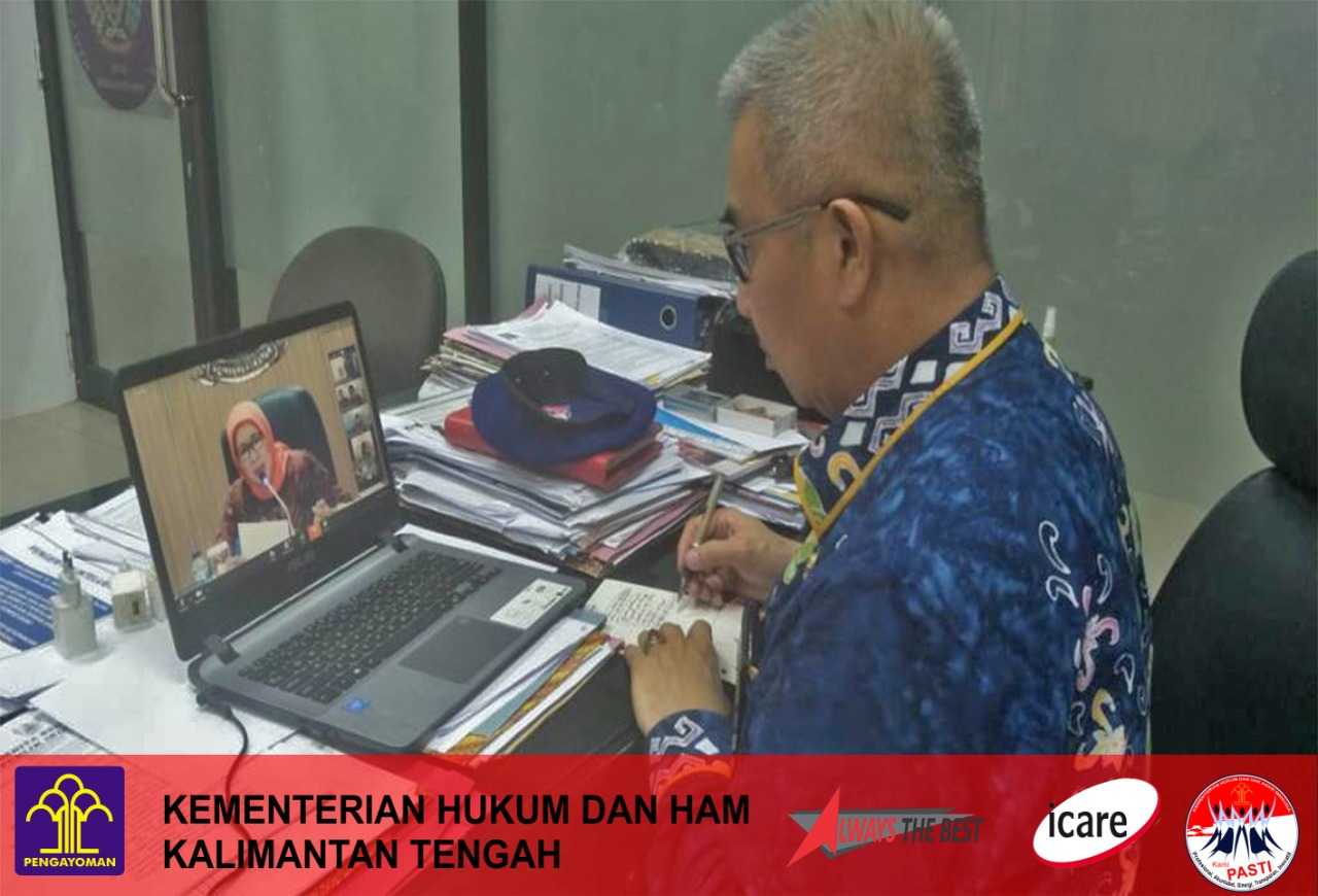 Divisi Pemasyarkatan Kanwil Kalteng Mengikuti Video Conference bersama Dirjen Pemasyarakatan terkait arahan PLT. Menteri Hukum dan HAM