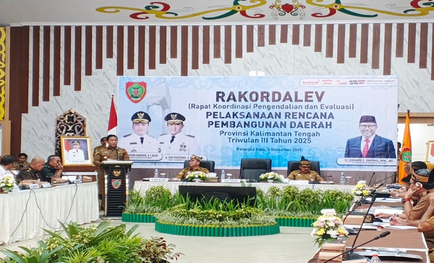 Bupati Barsel Hadiri Rakordalev Pelaksanaan Rencana Pembangunan Daerah Provinsi Kalteng