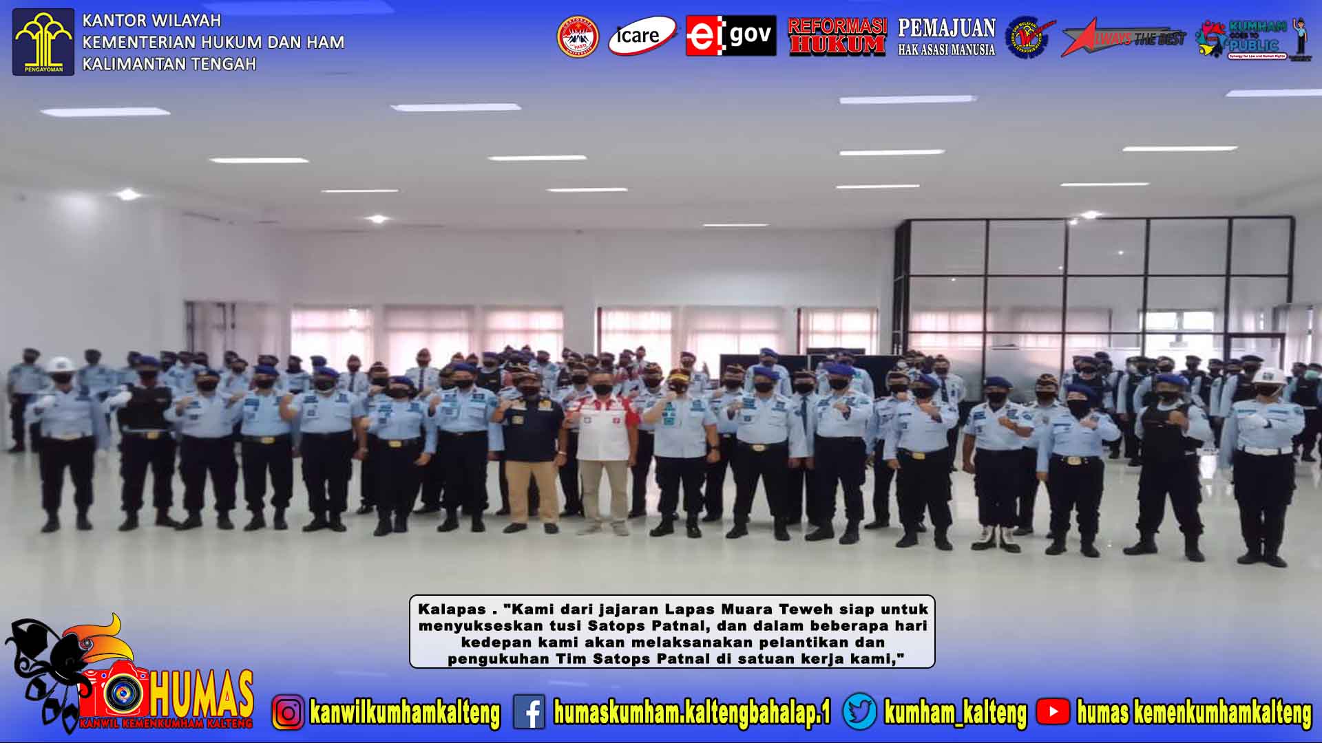 Kalapas Muara Teweh Hadiri Pengukuhan Tim Satops Patnal di Kanwil Kemenkumham Kalteng