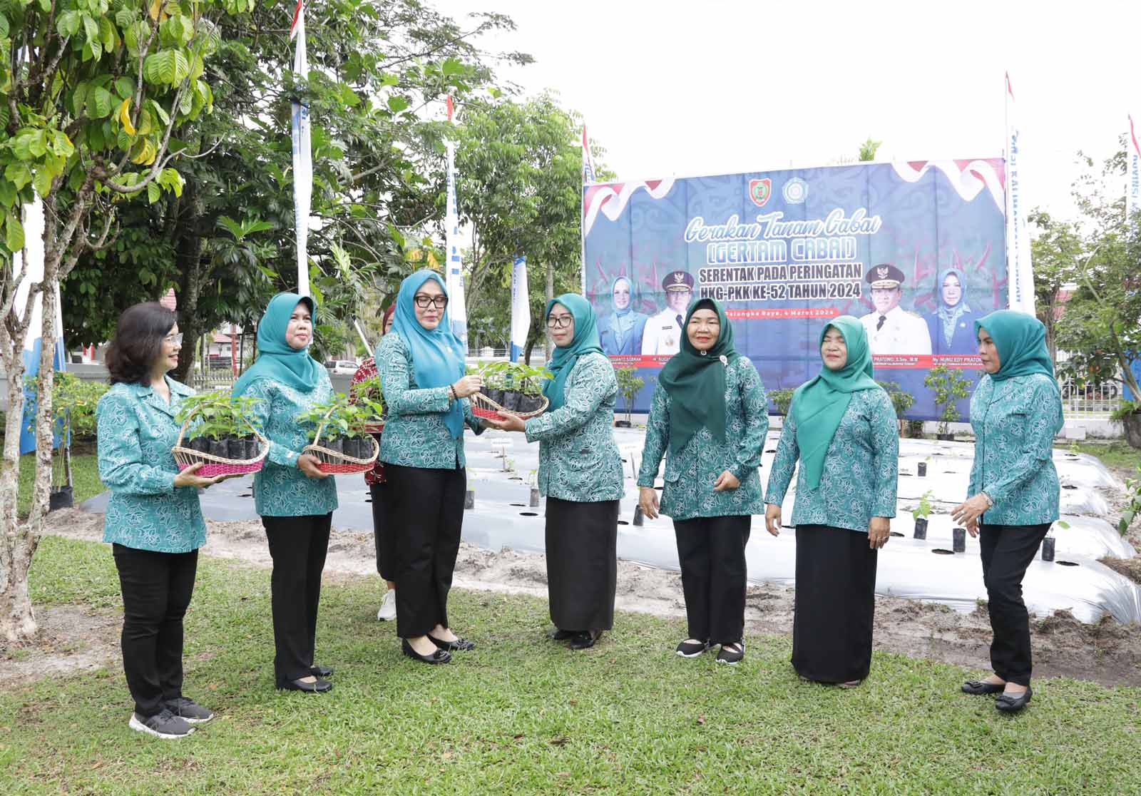 Peringatan Hari Kesatuan Gerak PKK ke 52 Tahun 2024,  Tim Penggerak PKK Prov. Kalteng Ikuti Kegiatan Gertam Cabai Serentak