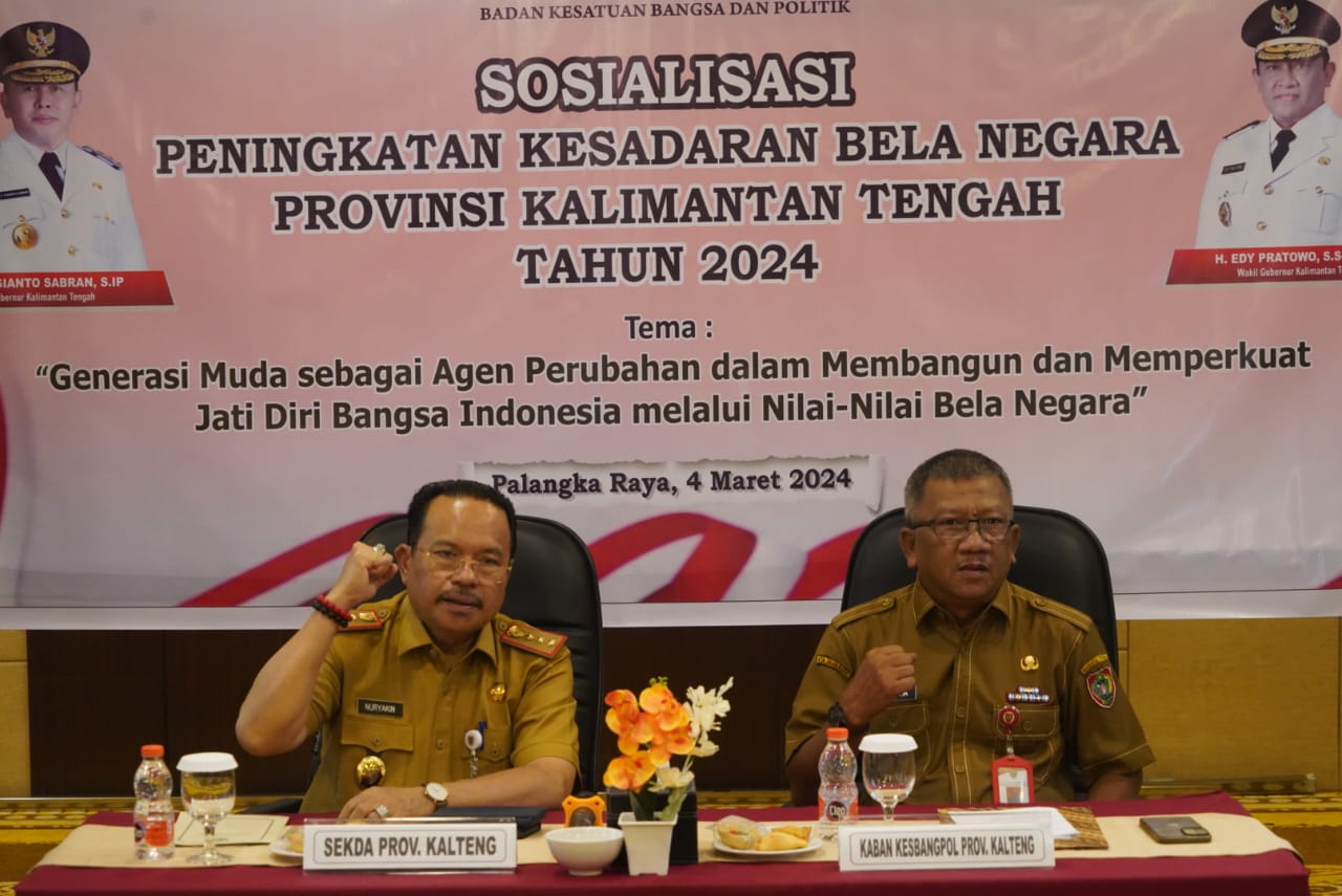 Sekda Nuryakin Buka Sosialisasi Peningkatan Kesadaran Bela Negara Provinsi Kalteng Tahun 2024