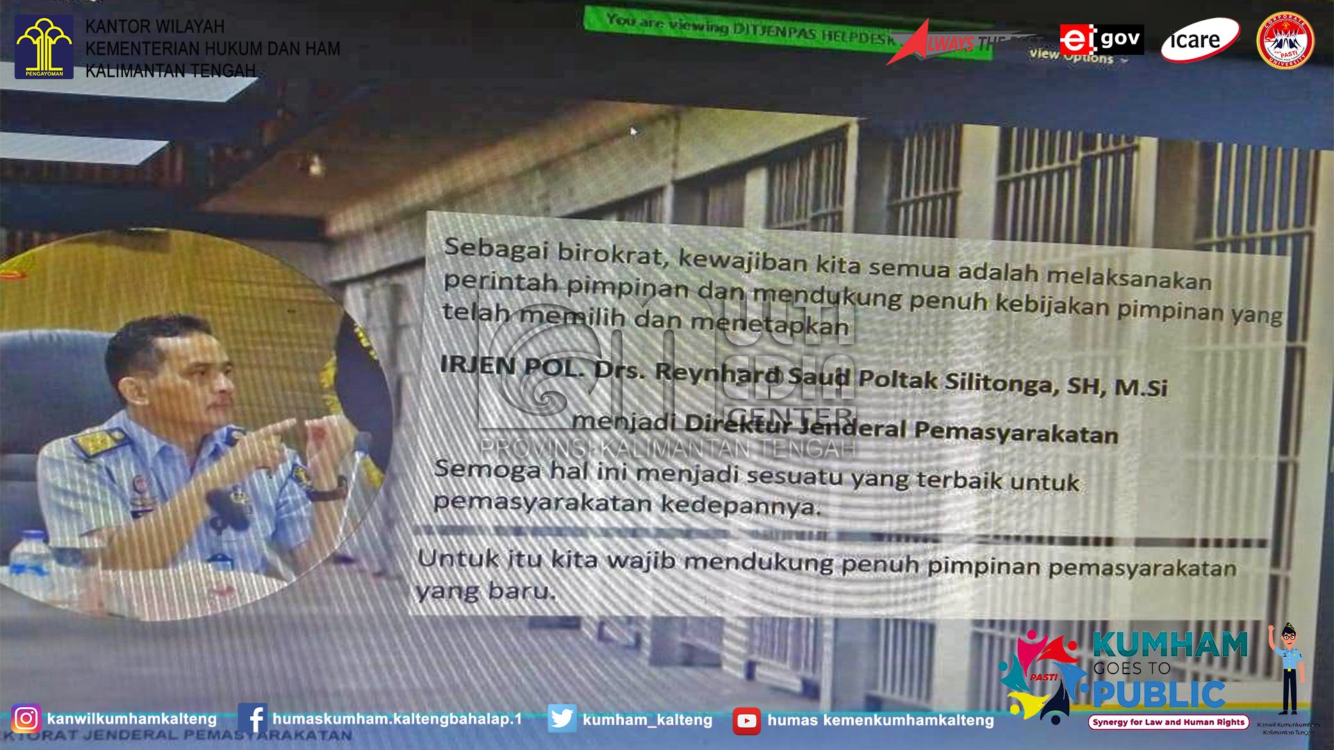 Melalui Teleconference, Kalapas Sukamara Ikuti Arahan Plt. Dirjen Pemasyarakatan