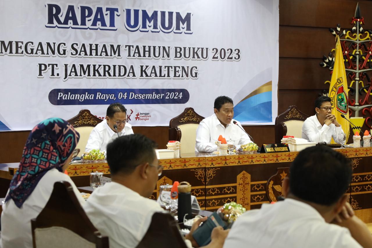 Wagub Kalteng Sampaikan Arahan Gubernur Pada RUPS Tahunan PT Jamkrida Kalteng Tahun Buku 2023