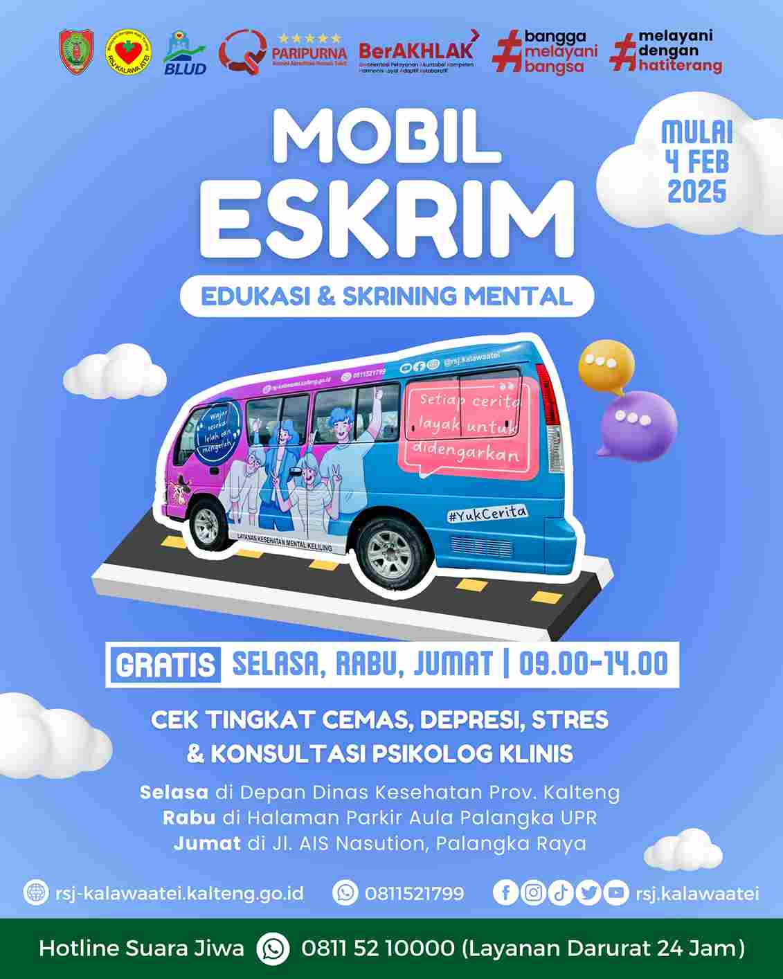 Mobil ESKRIM : Edukasi dan Skrining Mental RS Kalawa Atei