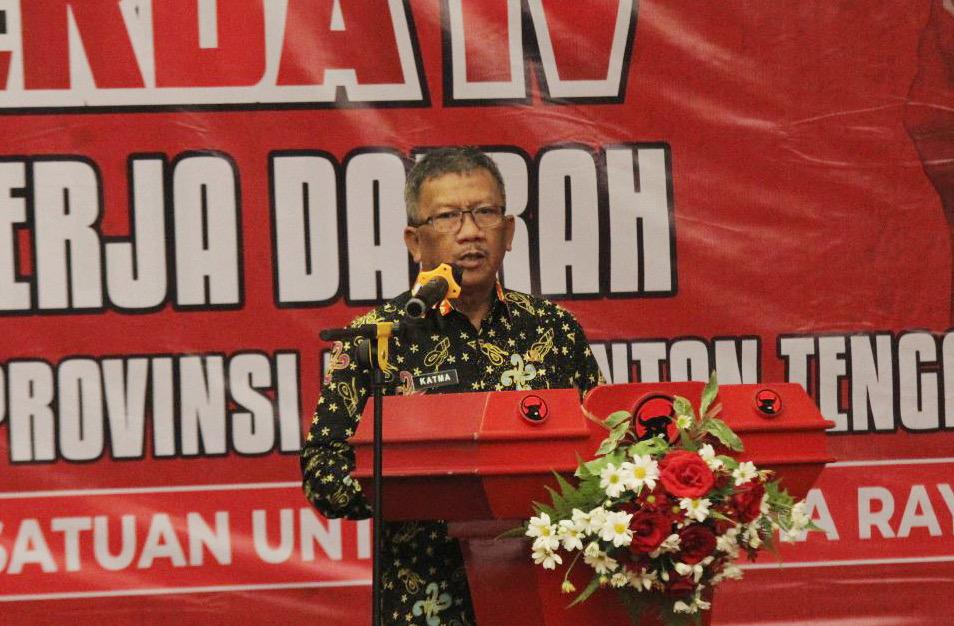 Mewakili Gubernur Kalteng pada Rakerda DPD PDIP, Kaban Kesbangpol M. Katma F. Dirun Tekankan Peningkatan Partisipasi Pemilih Pemilu 2024