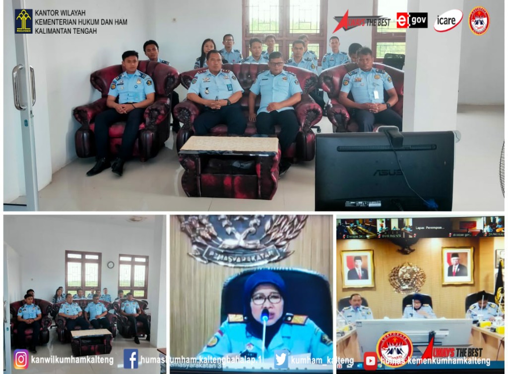 Kanwil Kemenkumham Kalteng Beserta UPT Pemasyarakatan Lakukan Teleconference Terkait Penjelasan dan Komitmen Bersama Pemberian Remisi Dan Integrasi, Rehabilitasi, Pelatihan Keterampilan Dan Zero Overstaying Tahun 2020