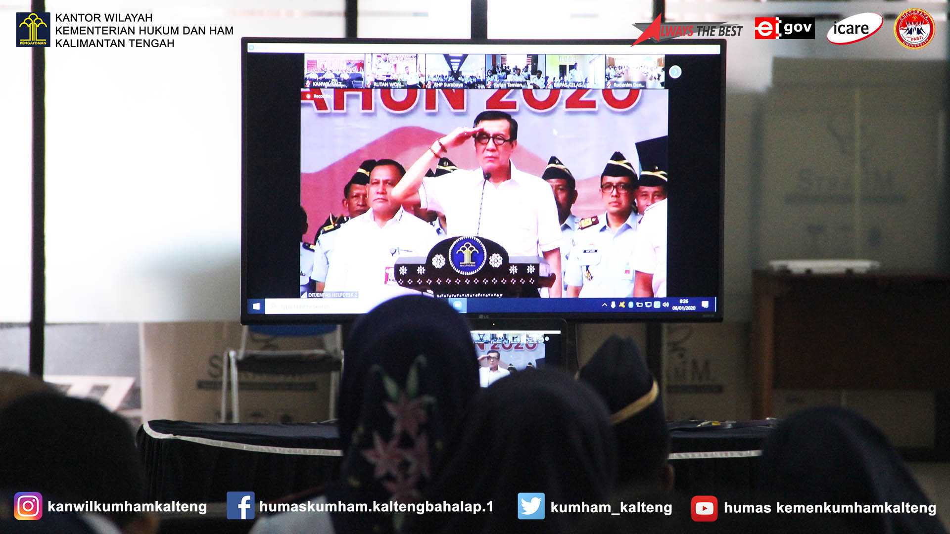 Kanwil Kemenkumham Kalteng Ikuti Teleconference Janji Kinerja dan Pencanangan Pembangunan ZI Menuju WBK/WBBM