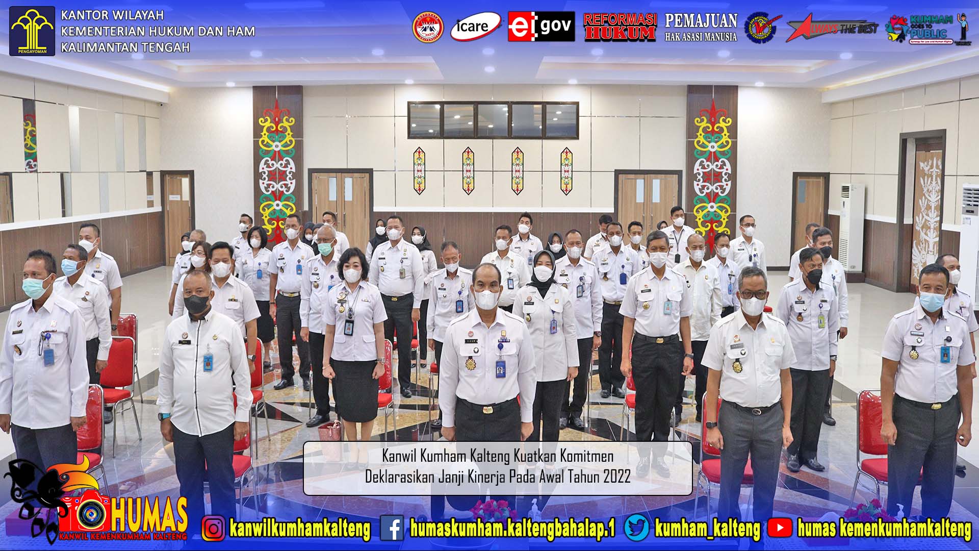 Kanwil Kumham Kalteng Kuatkan Komitmen Deklarasikan Janji Kinerja Pada Awal Tahun 2022 