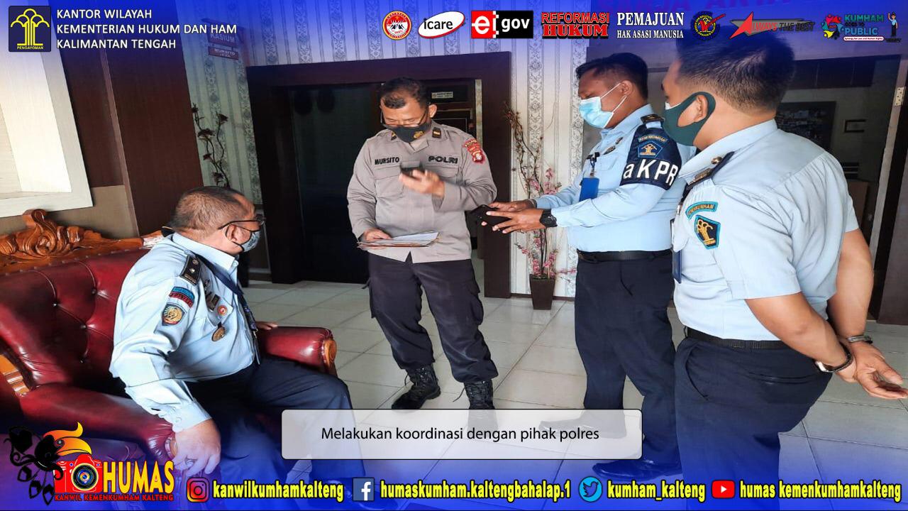 Koordinasi Pelaksanaan Razia Rutan Kuala Kapuas Dengan Polres