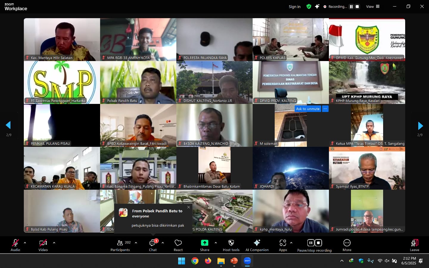 Jelang Musim Kemarau, BPBD Prov. Kalteng Gelar Rapat Virtual