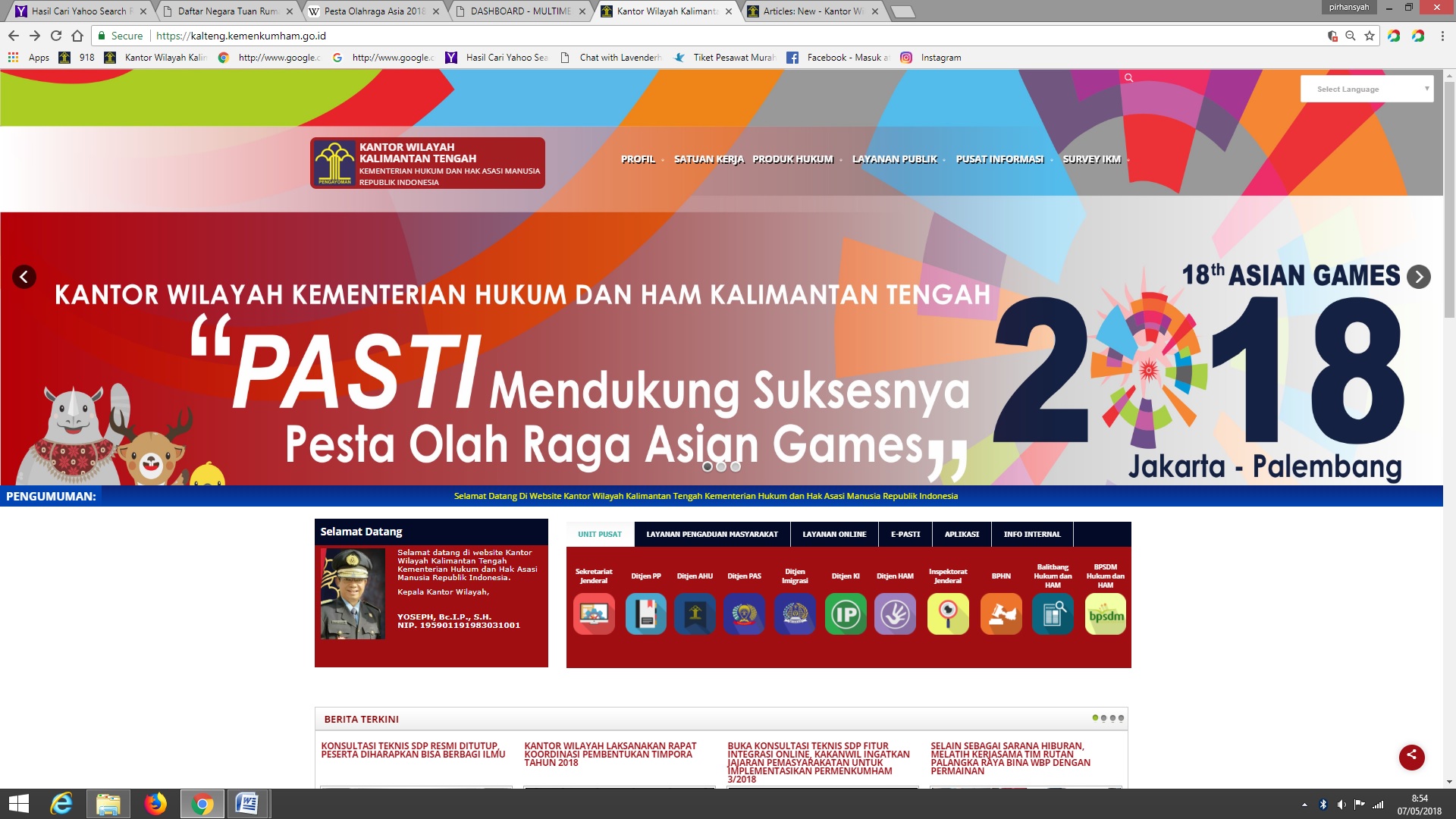 Kanwil Kemenkumham Kalteng Beserta Jajarannya Pasti Mendukung Suksesnya Asian Games 2018 