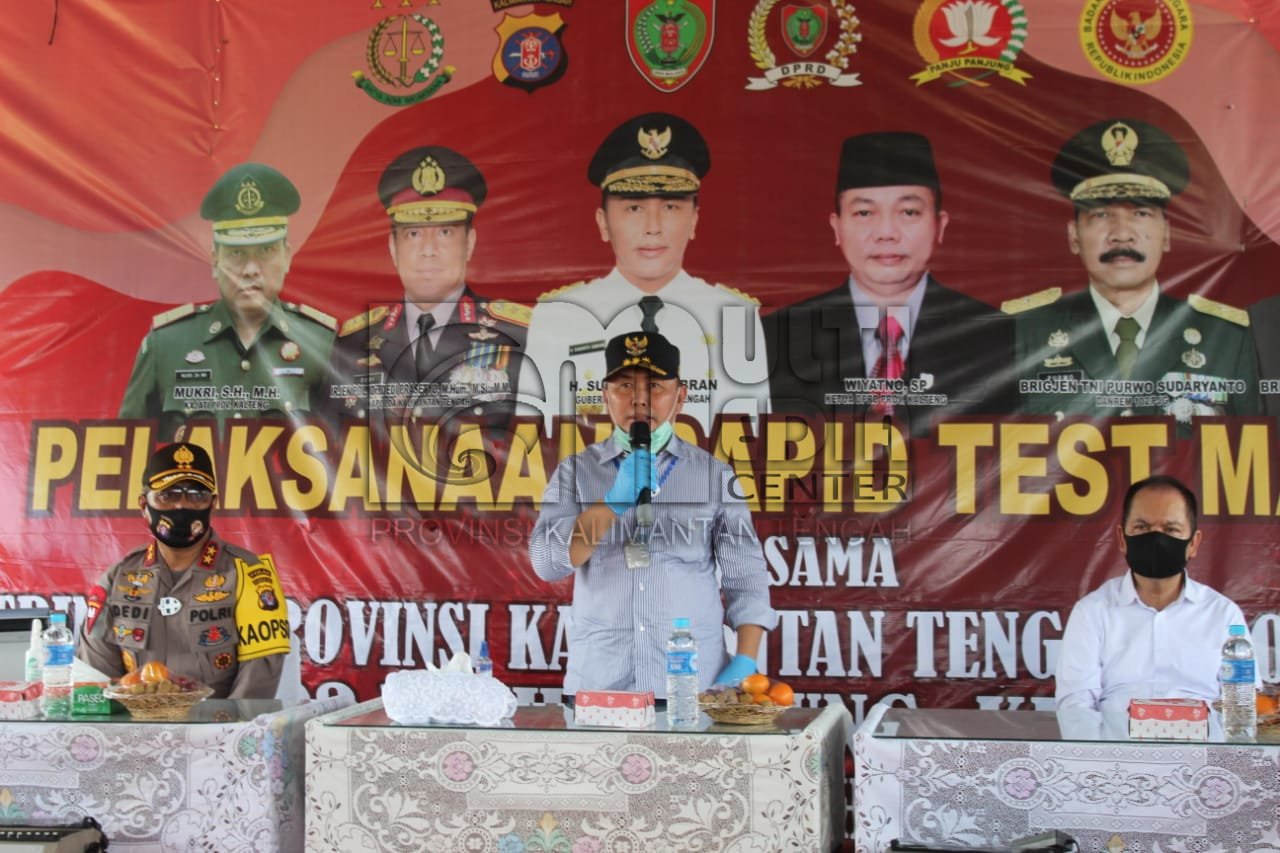 Gubernur Kalteng Tinjau Pelaksanaan Rapid Test Massal di Desa Bentuk Jaya A5 Kab. Kapuas
