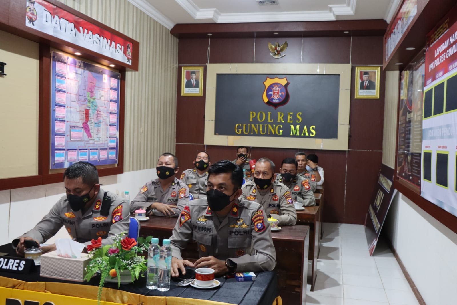 Kapolres Gumas Beserta Personel Ikuti Apel Jam Pimpinan Kapolda Kalteng Secara Virtual