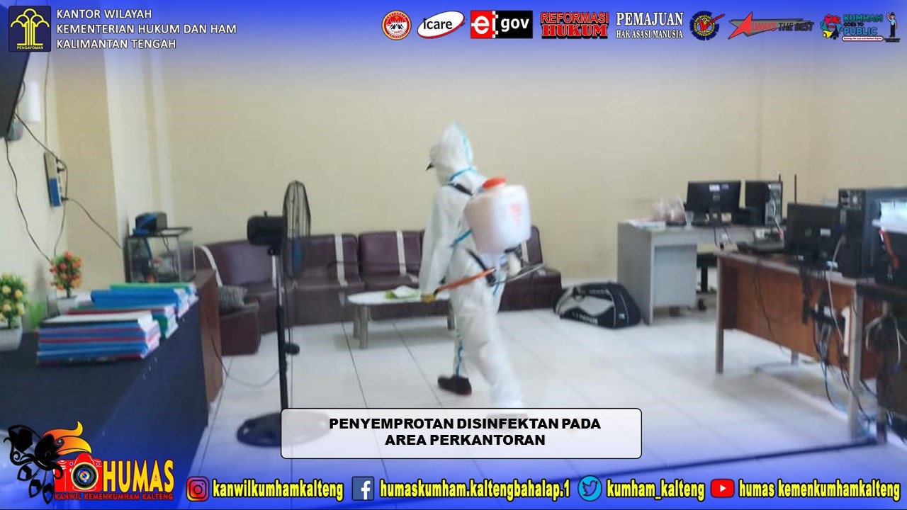 Lapas Palangka Raya Terima Bantuan Penyemprotan Disinfektan Sterilisasi dan Disinfeksi dari BPBPK Prov. Kalteng