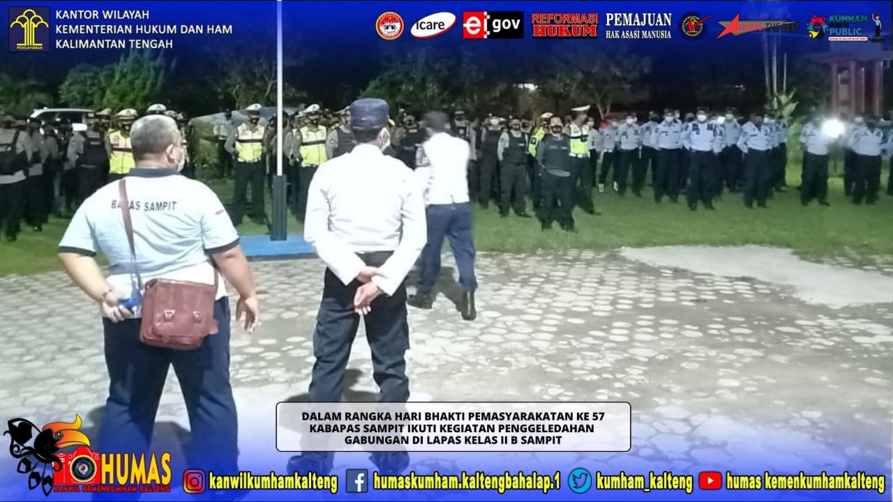 Dalam Rangka Hari Bakti Pemasyarakatan ke 57, Kabapas Sampit Ikuti Kegiatan Penggeledahan Gabungan di Lapas Sampit