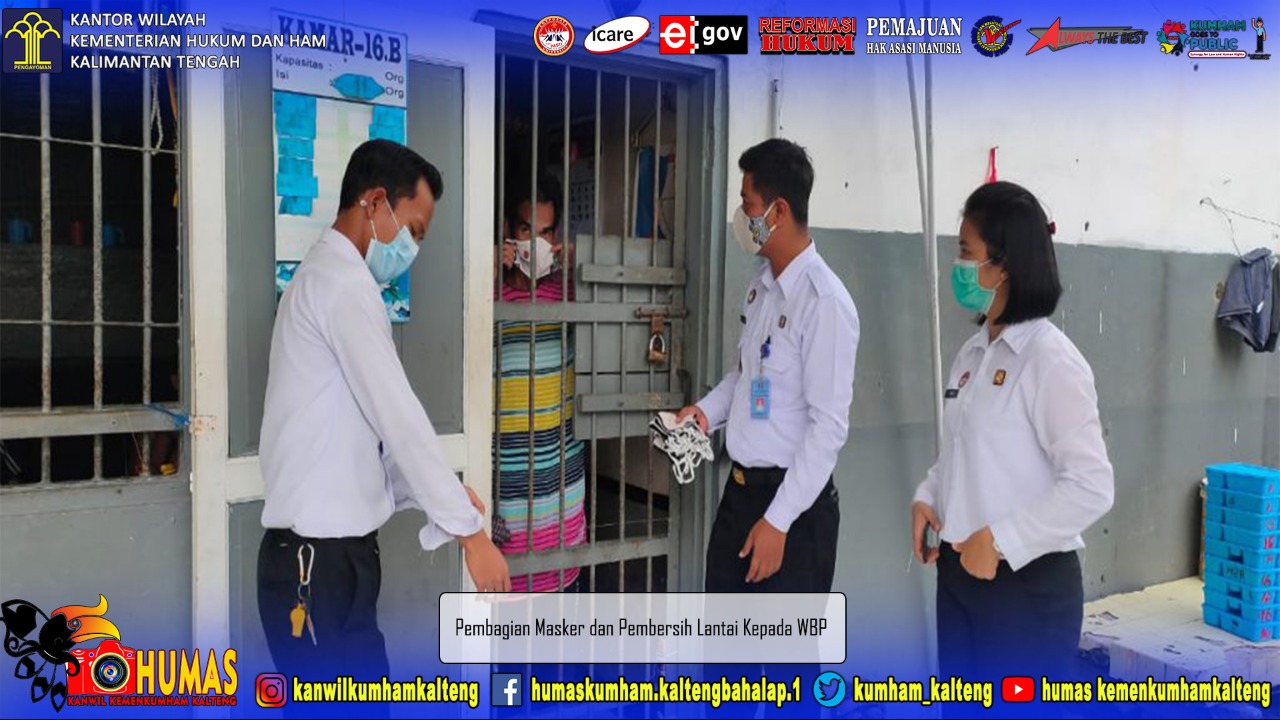 Tetap Berupaya, Lapas Pangkalan Bun Bagikan Masker dan Sabun Pembersih Lantai Ke WBP 