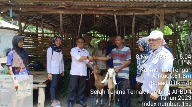 Kadis TPHP Prov. Kalteng Serahkan Bantuan Ternak Kambing Peranakan Etawa di Kab. Pulang Pisau