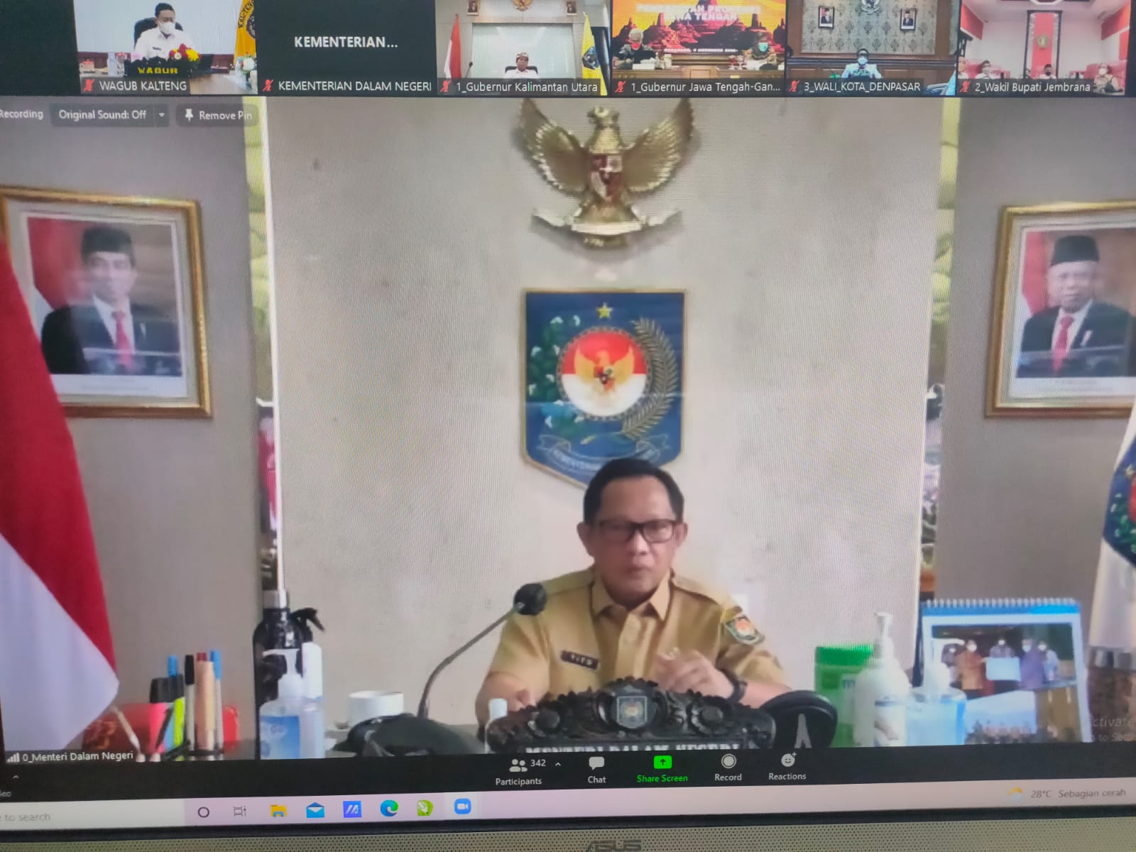 Wagub Kalteng Hadiri Rapat Kesiapan Penerapan PPKM Natal 2021 dan Tahun Baru 2022 serta Percepatan Vaksinasi dan Belanja Daerah (APBD)