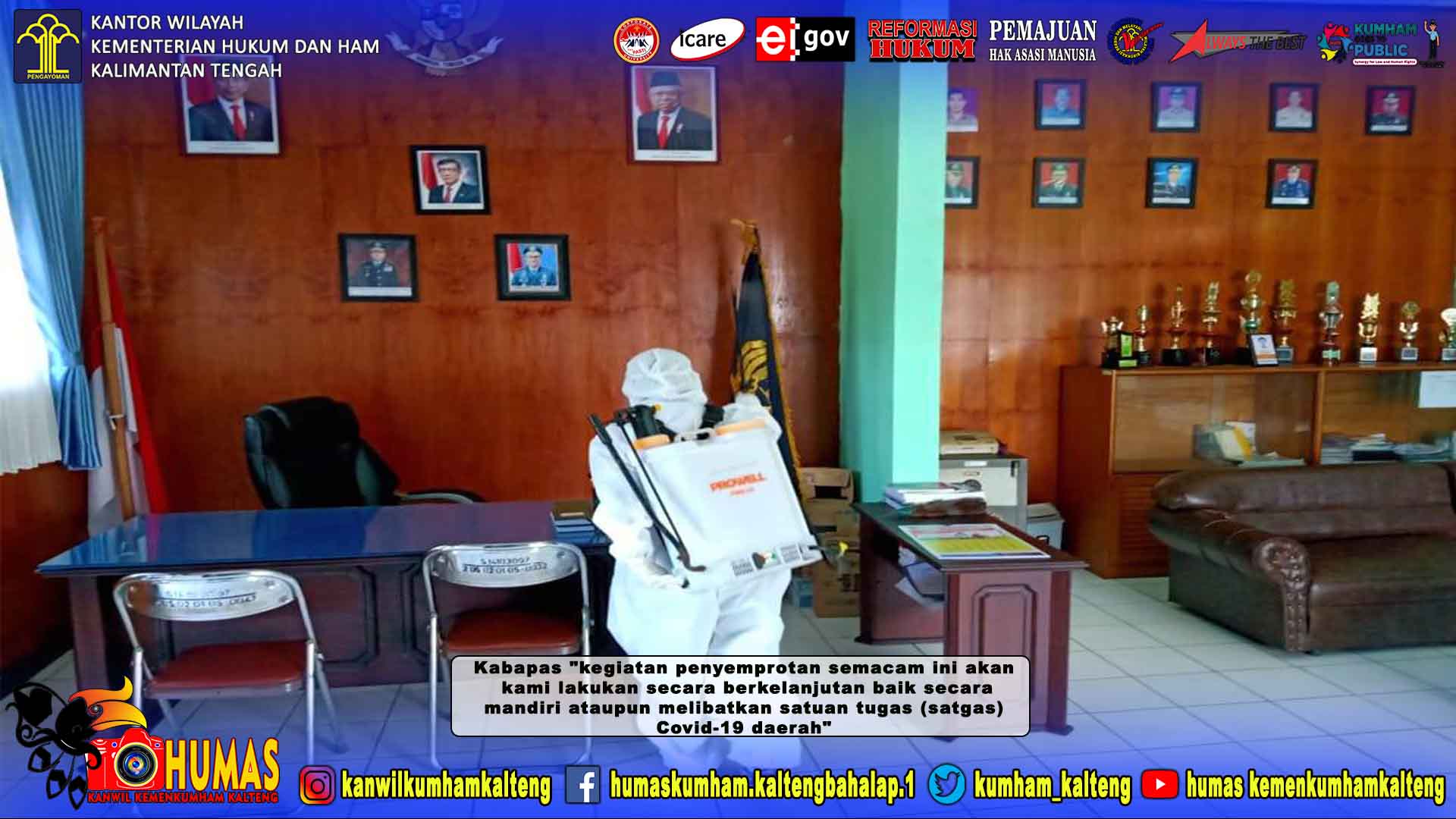 Gandeng BPBD dan ERP, Bapas Palangka Raya Lakukan Penyemprotan Disinfektan 