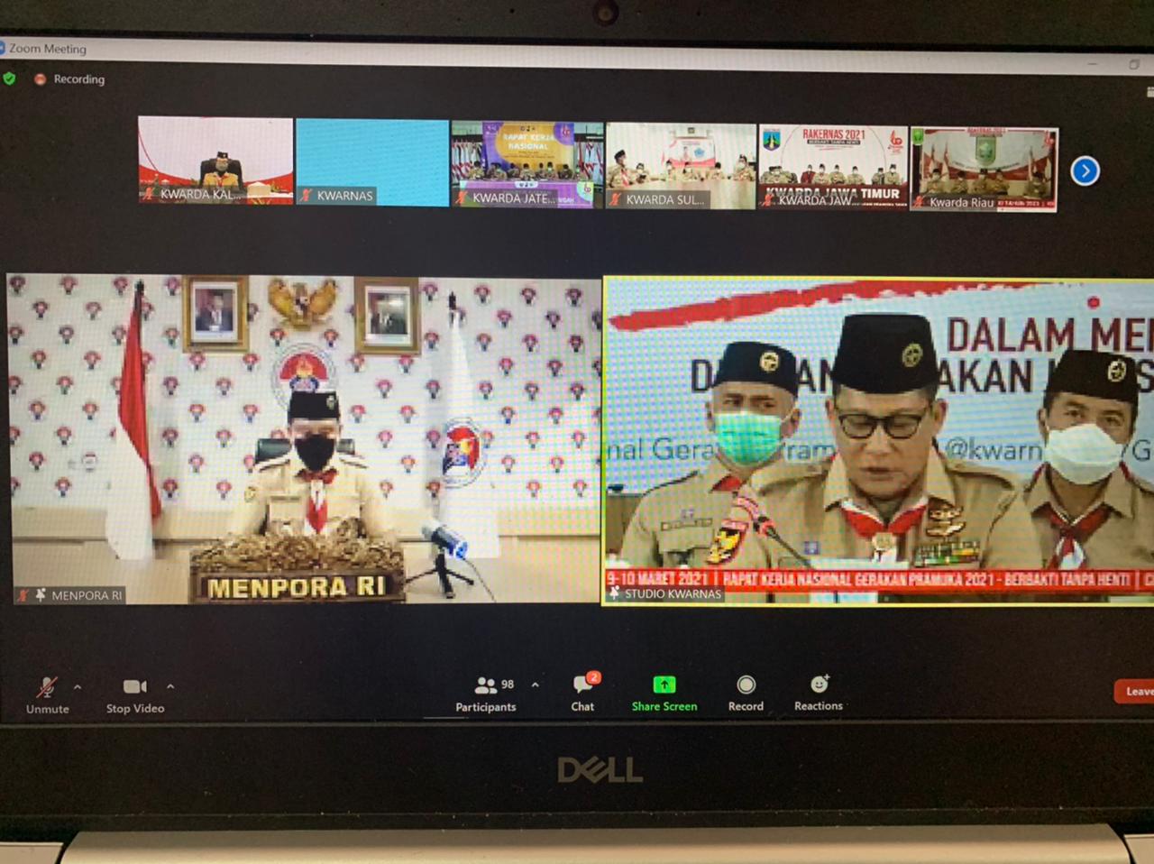 Ketua Kwarda Gerakan Pramuka Kalteng Hadiri Rapat Kerja Nasional Gerakan Pramuka Tahun 2021