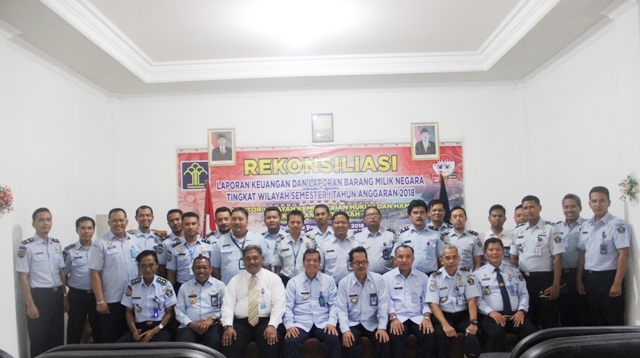PERTAHANKAN WTP, KANWIL KEMENKUMHAM KALTENG LAKSANAKAN REKONSILIASI LAPORAN KEUANGAN DAN LAPORAN BMN SEMESTER I TAHUN 2018 