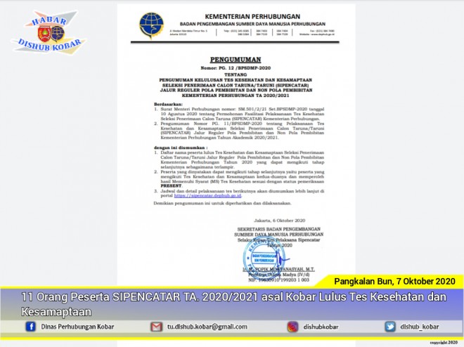 Sebelas Orang Peserta SIPENCATAR Asal Kobar Lulus Tes Kesehatan