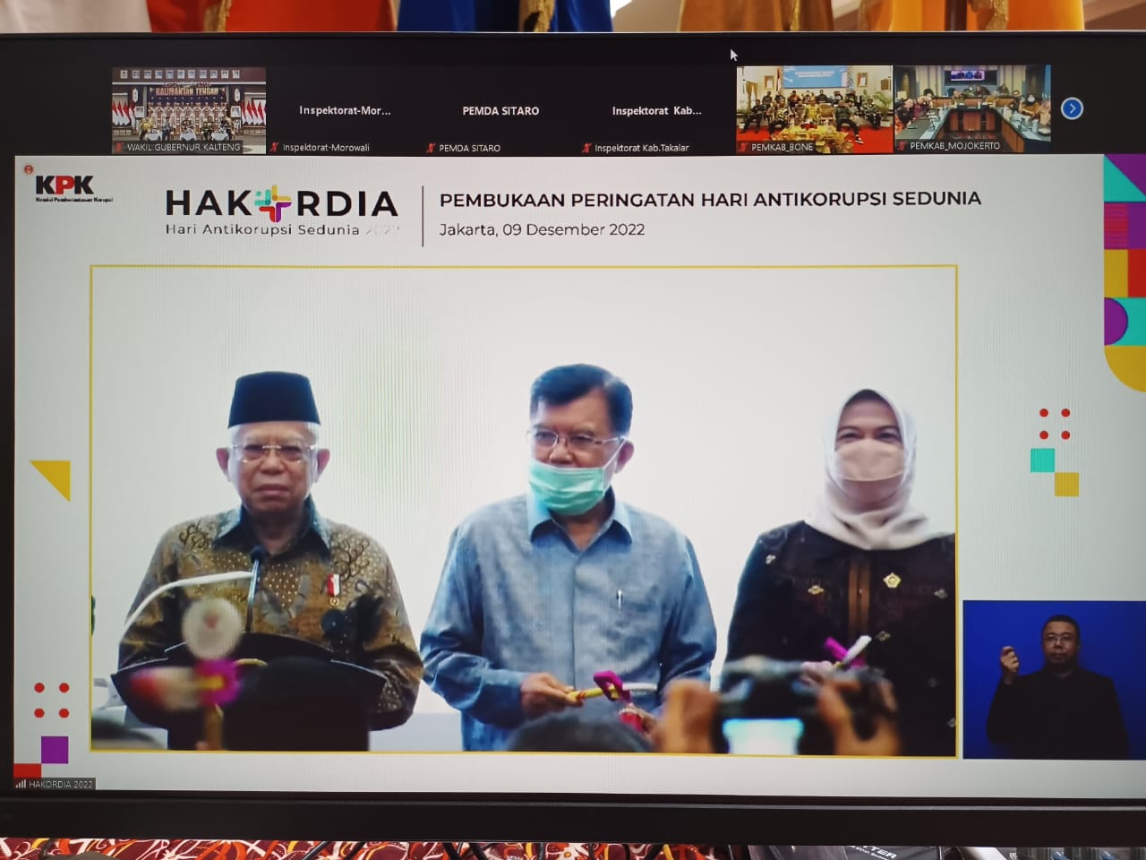 Ikuti Acara Puncak Peringatan Hakordia Tahun 2022, Wagub Edy Pratowo Ajak Seluruh Stakeholders Tanamkan Budaya Antikorupsi