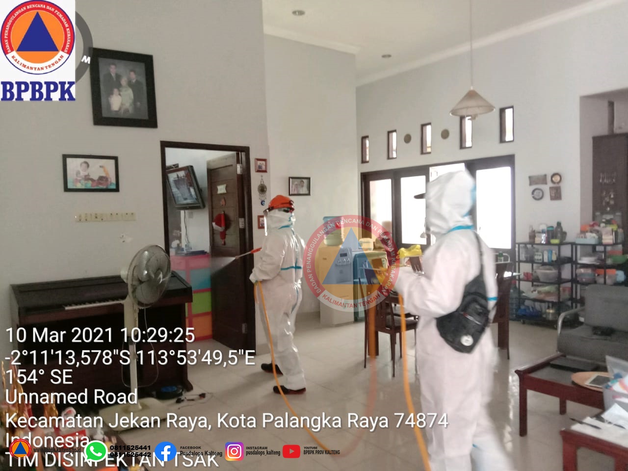 Tim Satgas Covid-19 Prov. Kalteng Lakukan Penyemprotan Disinfektan Hingga Radius 50m-100m