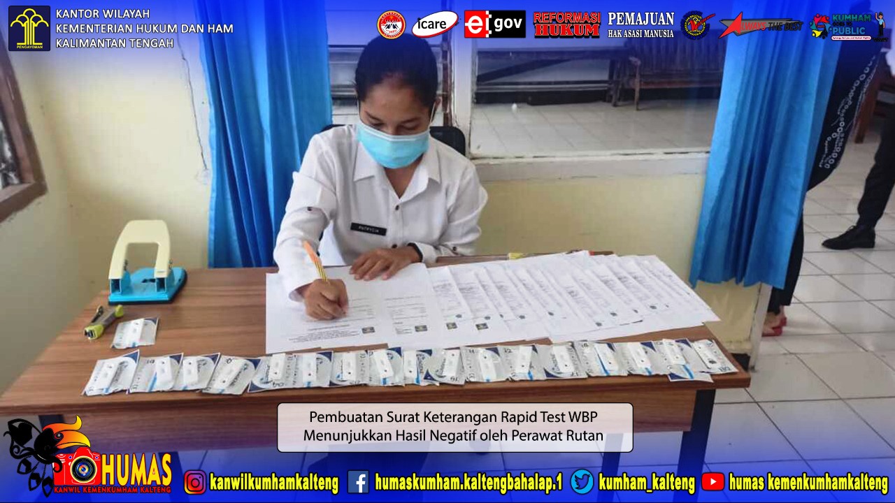 WBP Rutan Kuala Kapuas Jalani Rapid Test Sebelum Dipindahkan Ke Lapas