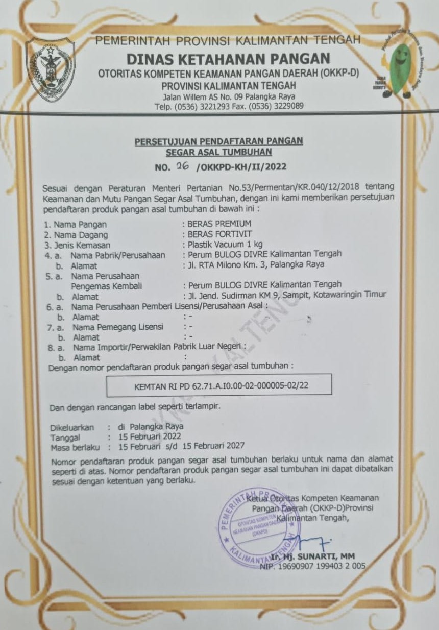 Cegah Stunting, DKP Terbitkan Registrasi Beras Fortifikasi