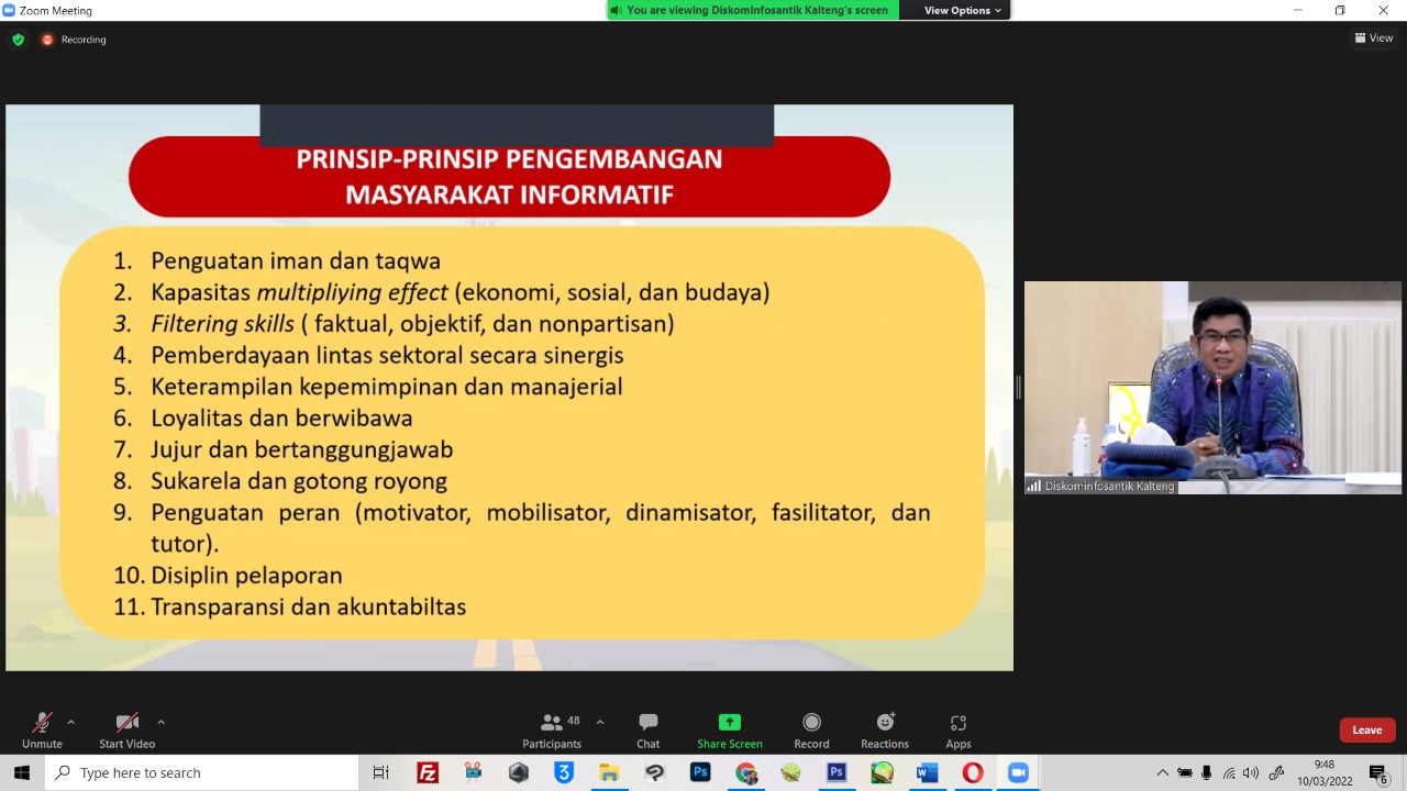 Diskominfosantik Kalteng Gelar Webinar Mekanisme Pembentukan Forum KIM