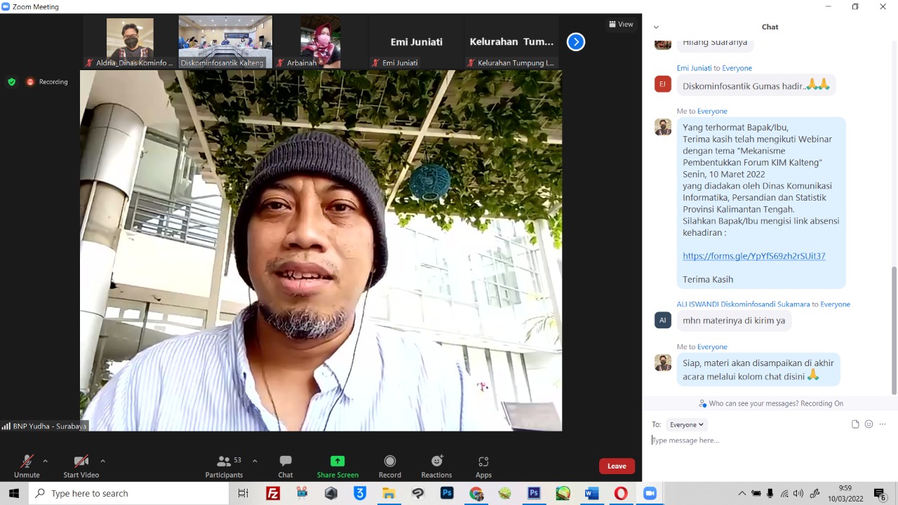 Diskominfosantik Kalteng Gelar Webinar Mekanisme Pembentukan Forum KIM
