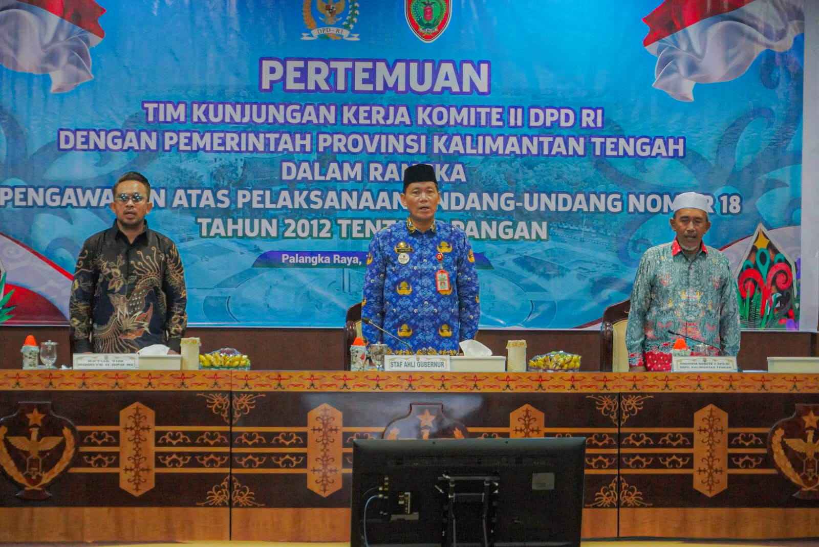 Pemprov Kalteng dan Komite II DPD RI Bahas Pengawasan UU Pangan, Dorong Ketahanan Pangan Nasional   