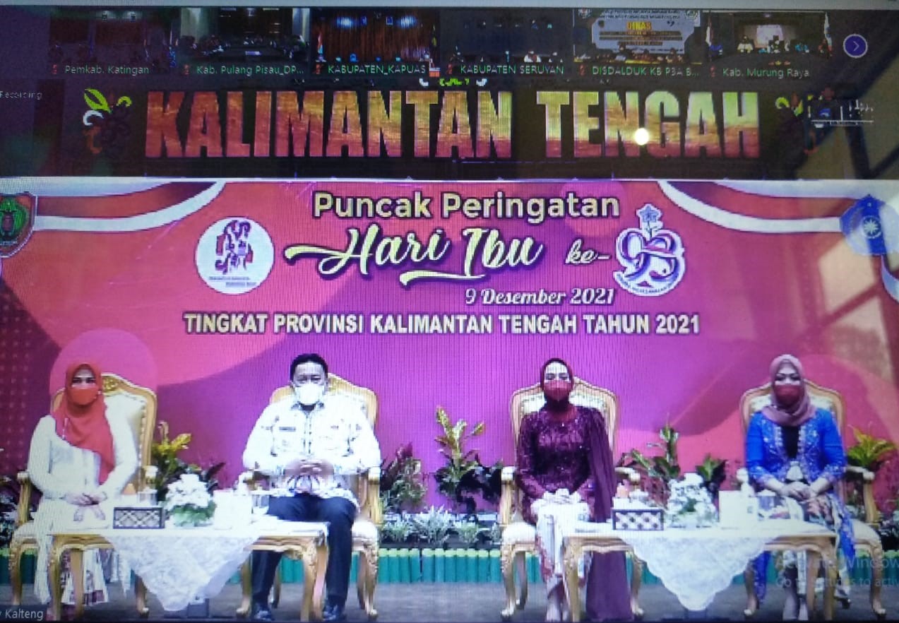 Kabupaten Katingan Ikuti Puncak Peringatan Hari Ibu Prov. Kalteng Tahun 2021 Secara Virtual