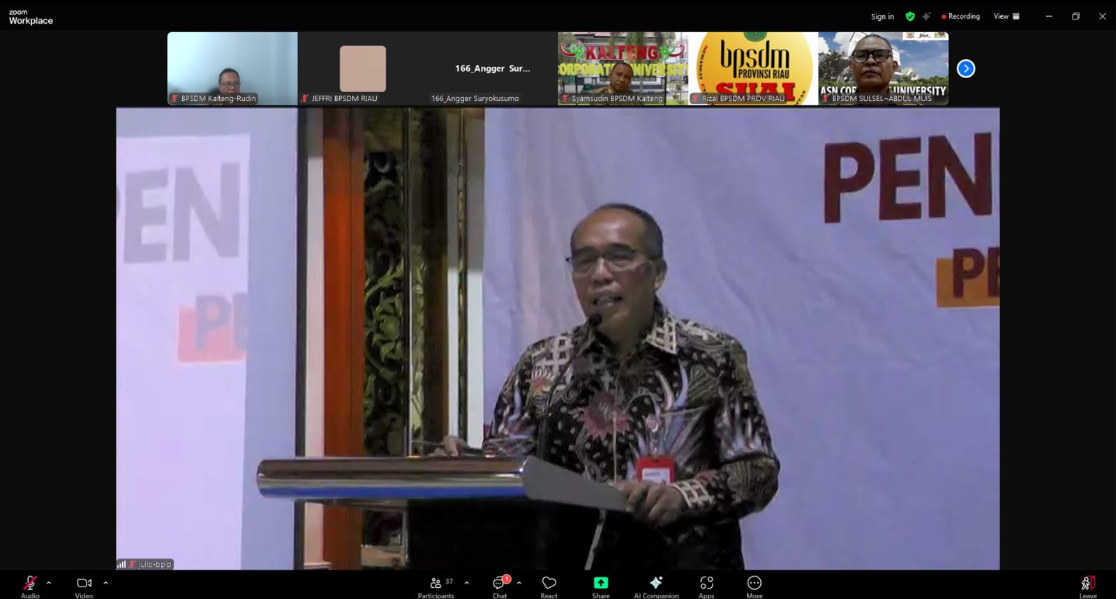 BPSDM Prov. Kalteng Raih Penghargaan, Terdepan Dalam Penyelenggaraan Diklat PIP