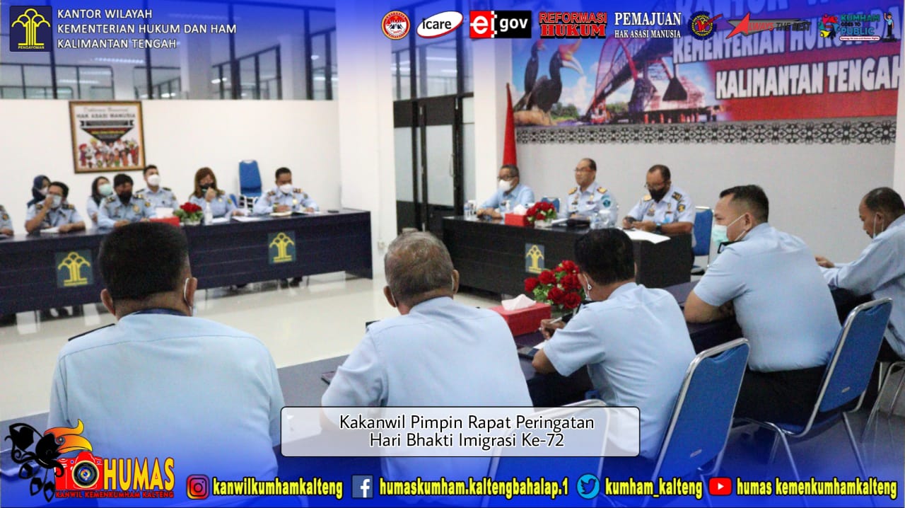 Sambut Hari Lahir Imigrasi ke-72 Tahun, Kakanwil Kemenkumham Kalteng Pimpin Rapat Persiapan Hari Bhakti Imigrasi