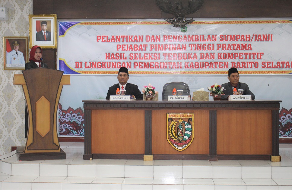 Pj. Bupati Lantik dan Ambil Sumpah Pejabat Pimpinan Tinggi Pratama Barsel