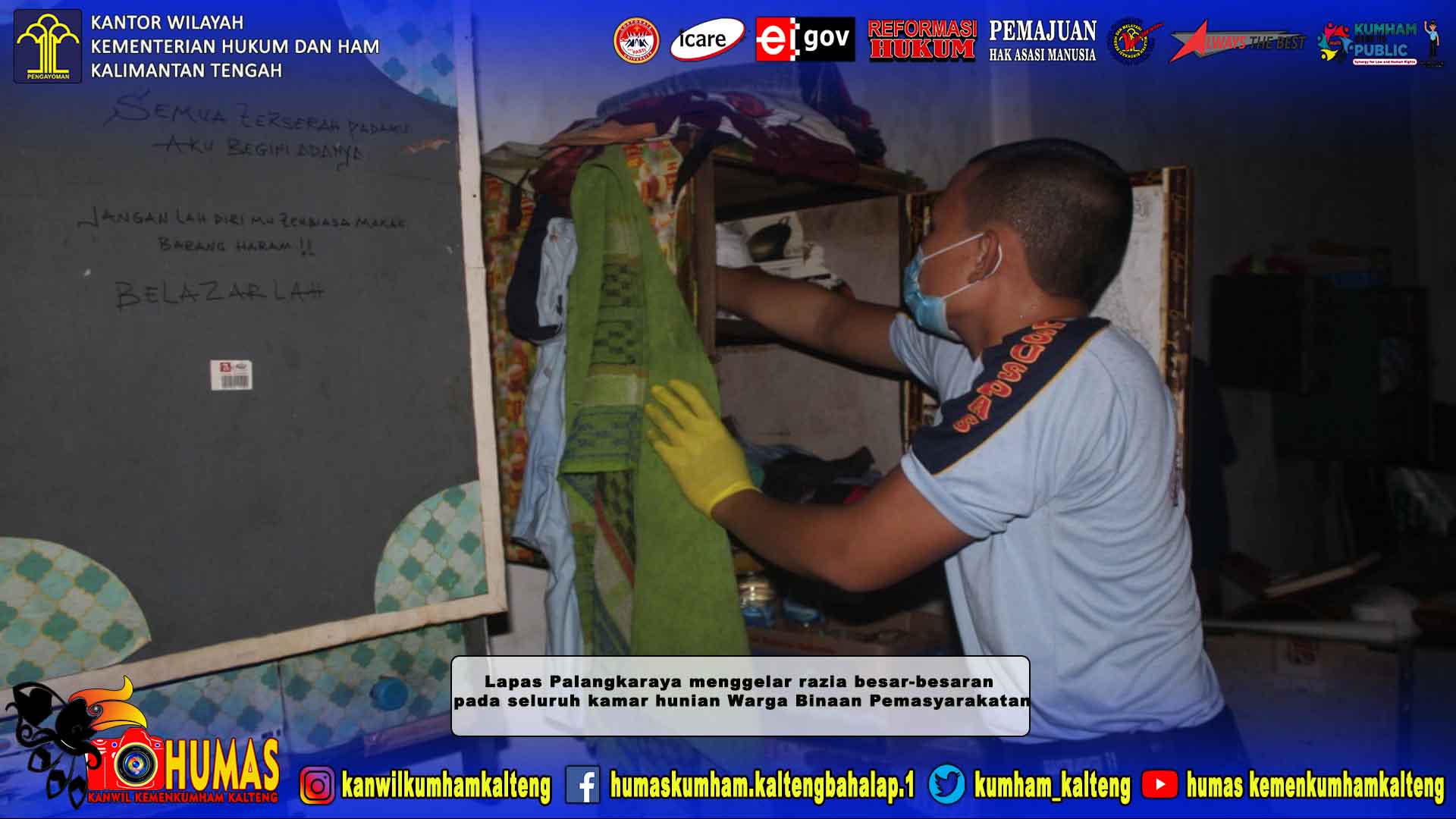 Tingkatkan Deteksi Dini, Lapas Palangka Raya Gelar Razia Blok Hunian