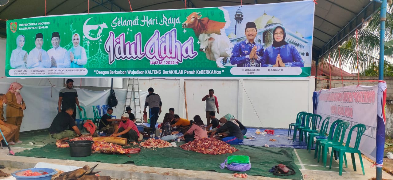 Peringati Hari Raya Iduladha 1443 Hijriah, Inspektorat Prov. Kalteng Kurban Empat Ekor Sapi