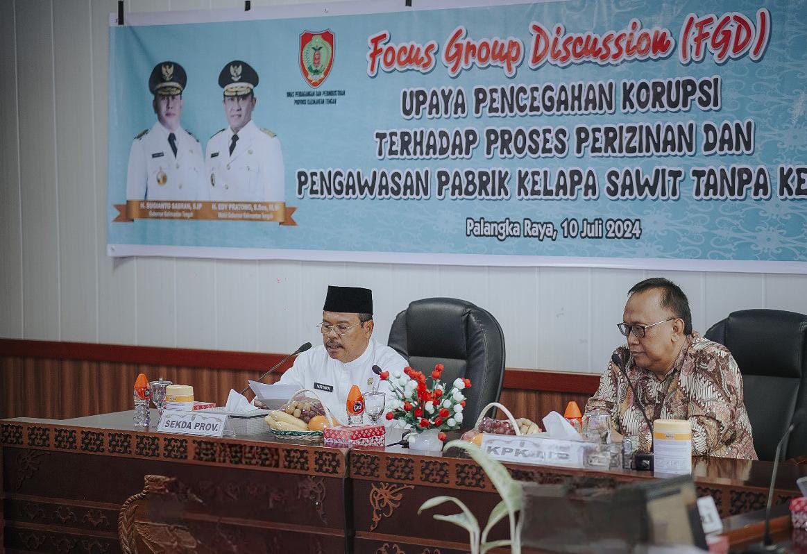Dinas Dagperin Prov. Kalteng Ikuti FGD Upaya Pencegahan Korupsi Terhadap Proses Perizinan dan Pengawasan Pabrik Kelapa Sawit Tanpa Kebun