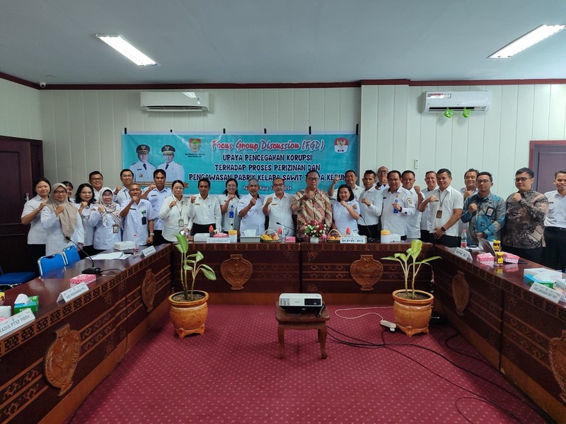 Dinas Dagperin Prov. Kalteng Ikuti FGD Upaya Pencegahan Korupsi Terhadap Proses Perizinan dan Pengawasan Pabrik Kelapa Sawit Tanpa Kebun